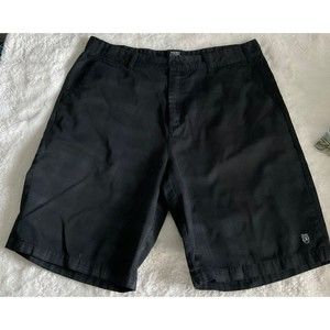 Allegiance Mens Black Plaid Short Flat Front, Pockets Skull Wings Logo Size 40